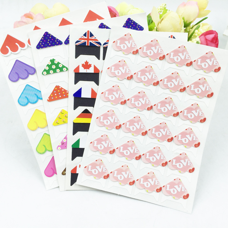 24 piezas de bandera floral colorido nube amor pegatinas de esquina DIY álbum explosión caja hecha a mano pegatinas de esquina foto fija pegatinas de esquina