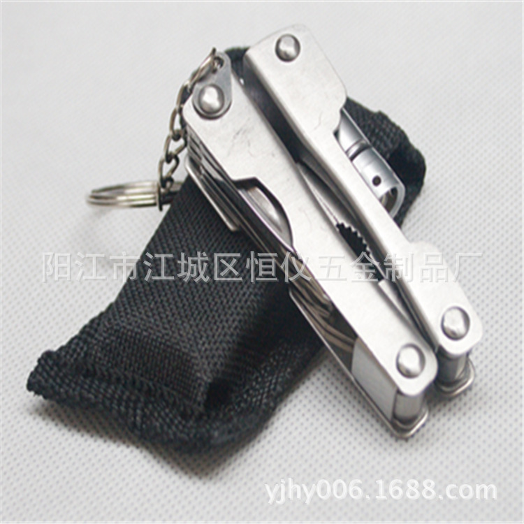 供应多功能带灯钳子 彩色带LED灯迷你钳 不锈钢电泳钳子折叠刀钳