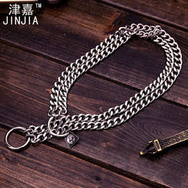 双排钮形钢颈链不锈钢狗狗链绳子宠物带配套蛇P链条现货批发犬用