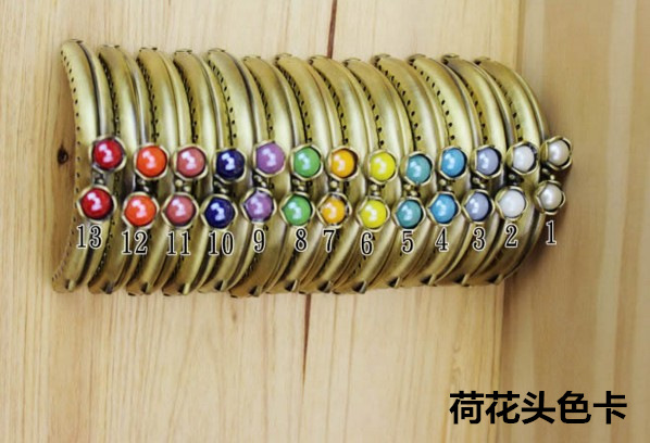 8.5Cm semicircular en relieve cabeza de loto oro (lado plano) bronce DIY común 13 colores opcionales 0125 - GT