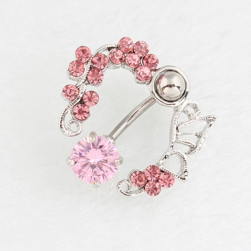 Fuchsia belly button piercing, accessory with zircon, wholesale, ebay, (Physicals)