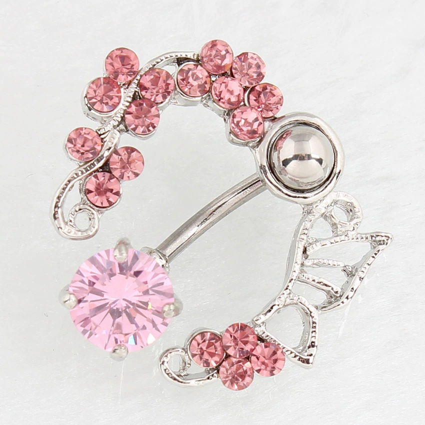Fuchsia belly button piercing, accessory with zircon, wholesale, ebay, (Physicals)