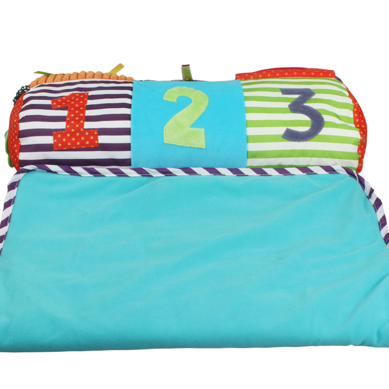 Mamamiya bebé gateando manta acostado almohada juego cojín con Bell teether bebé gateando Mat fábrica al por mayor