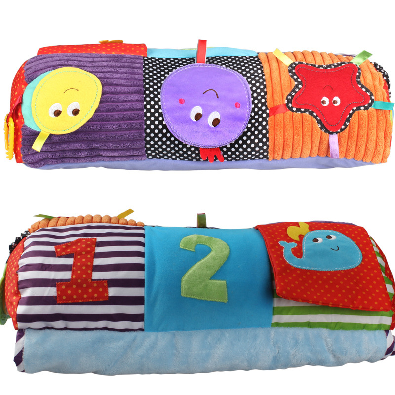 Mamamiya bebé gateando manta acostado almohada juego cojín con Bell teether bebé gateando Mat fábrica al por mayor