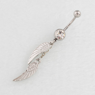 Navel Ring Double Wings Navel Nail Medical Stainless Steel Curved Rod Body Piercing Amazon Dunhuang Resources
