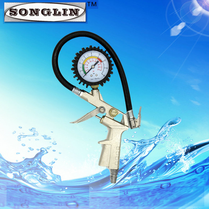 现货供应高精度防震油浸式数显胎压检测表 汽车轮胎压力充加气枪