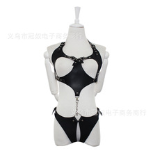 另类成人情趣用品束缚衣露乳诱惑皮革漆皮镂空绳衣套装现货批发