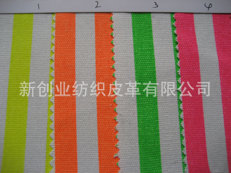 12安印刷荧光条纹间条子条纹印花帆布鞋材箱包袋工艺面料包盒料