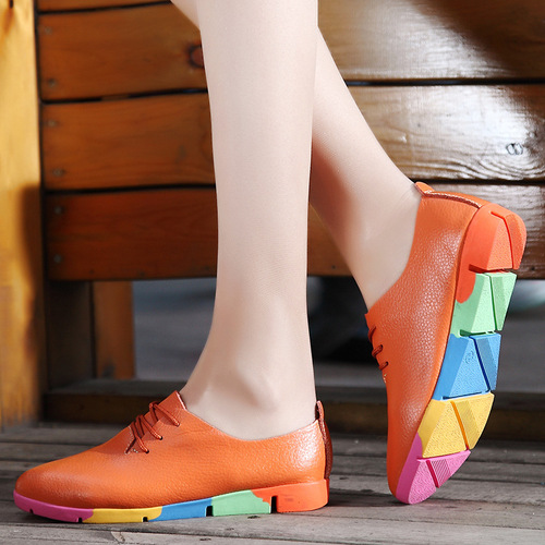 Women's New Autumn Slip-on Leather Shoes, White Nurse Shoes, Flat Student Shoes, Factory Wholesale One Piece