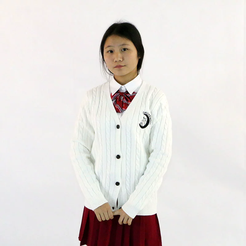 В наличии JK Униформа Универсальный прямой трикотаж с длинными рукавами и вышивкой Симпатичный Сейлор Мун COS