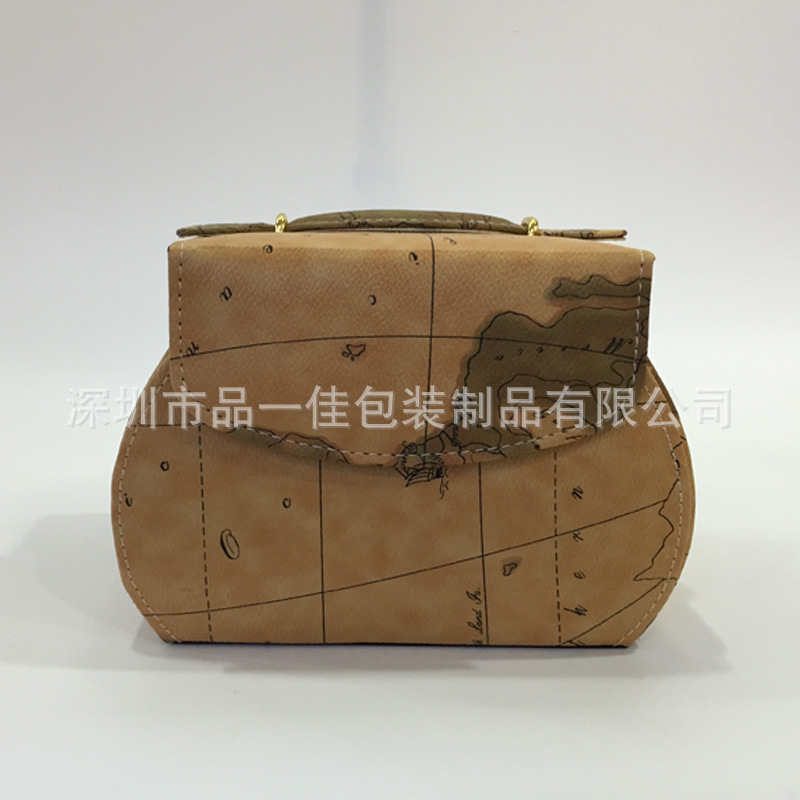 厂家地图纹PU皮革饰品收纳盒珠宝首饰收纳礼品盒展示盒批发