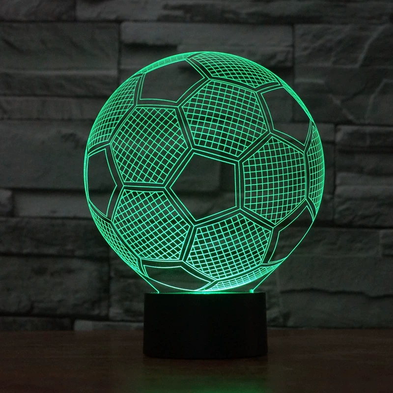 3D LED night light football — gradient colors, touch/remote control, customizable logo