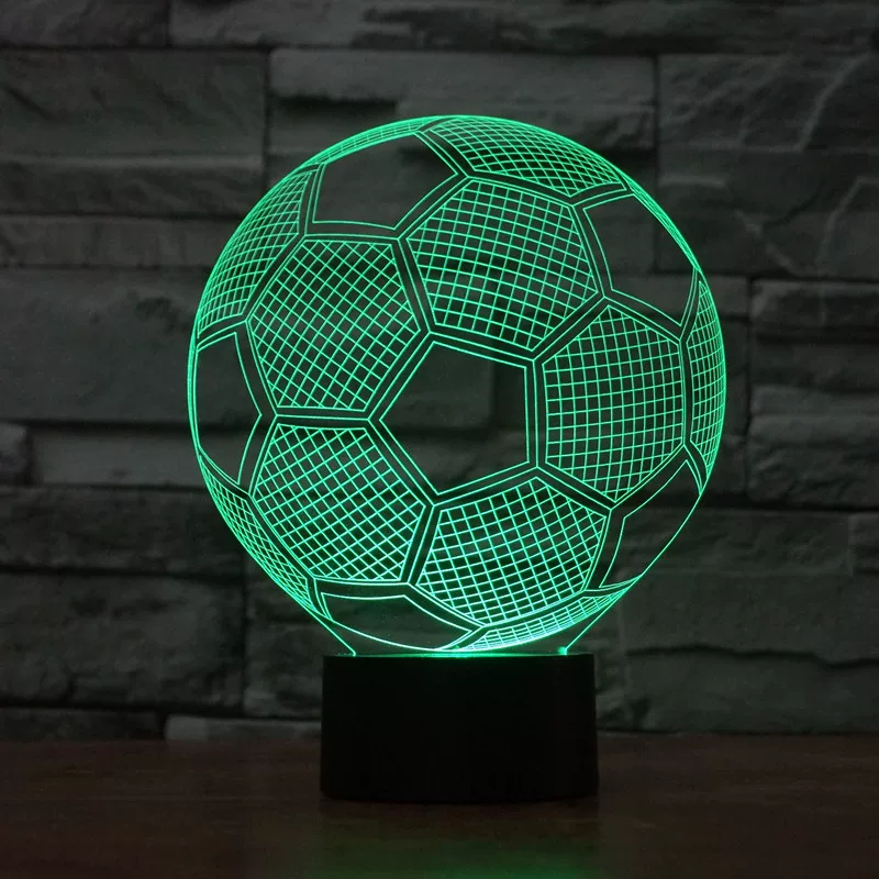 3D LED night light football — gradient colors, touch/remote control, customizable logo