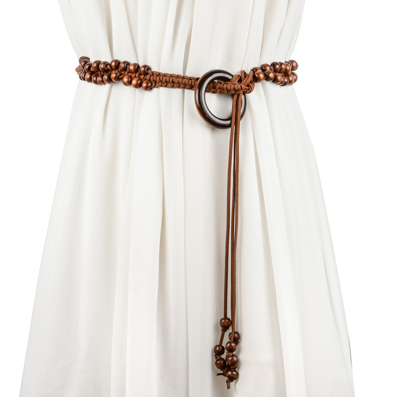 Cintura in stile etnico da donna in stile bohémien con gonna lunga e catena in vita con decorazione a nodo maglione e cintura con fibbia in legno_voghion.com