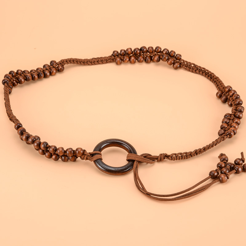 Cintura in stile etnico da donna in stile bohémien con gonna lunga e catena in vita con decorazione a nodo maglione e cintura con fibbia in legno_voghion.com