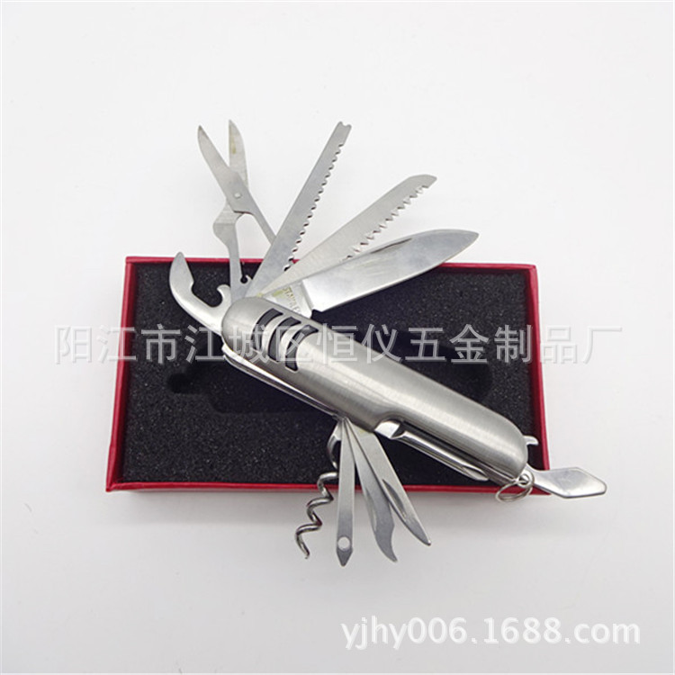 供应11开多功能小刀 多功能11开瑞士军刀 便携带折叠小刀户外小刀