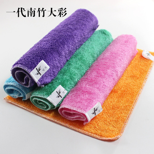 Nanzhu First Generation Plant Fiber Dishwashing Cloth Double Layer Thickened Oil-Free Kitchen Rag 30*27 Color