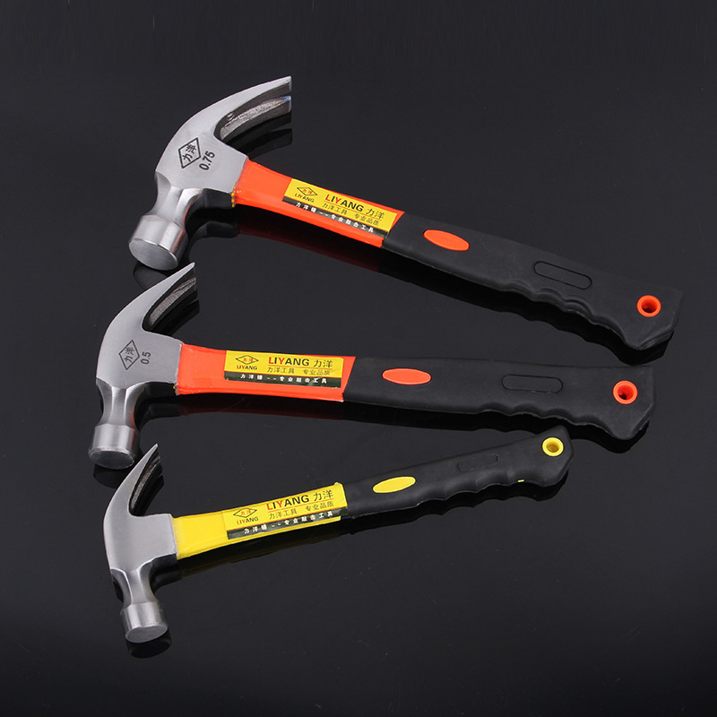 Manufacturer Supplies Claw Hammers 0.25kg 0.5kg 0.75kg with Plastic-Coated Handles and Wooden Handles Wholesale
