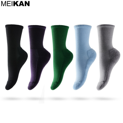meikan thickened terry socks men and women warm towel socks wholesale medium tube solid color children's sports socks winter