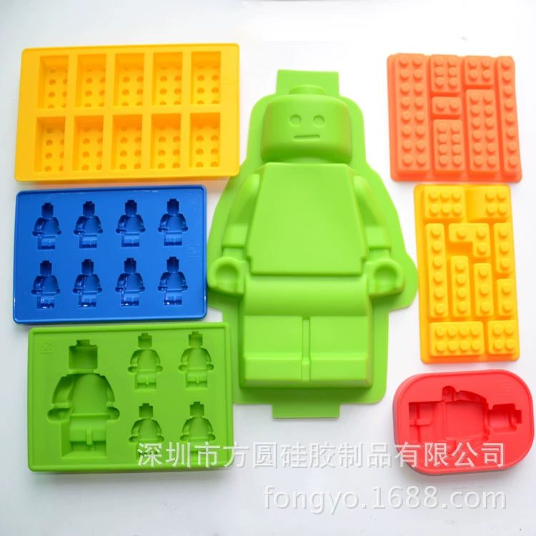 Lego, silicone constructor, robot, square ice cubes, minifigures, fondant, wholesale