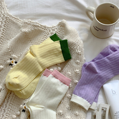 Sugarcane color ankle socks, female, mid-calf style, spring and autumn edition, Instagram trendy, Japanese cute sporty, spring and summer simple stockings