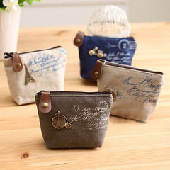 zakka retro classic nostalgic simple zipper coin purse high quality small canvas coin purse can be printed with LOGO