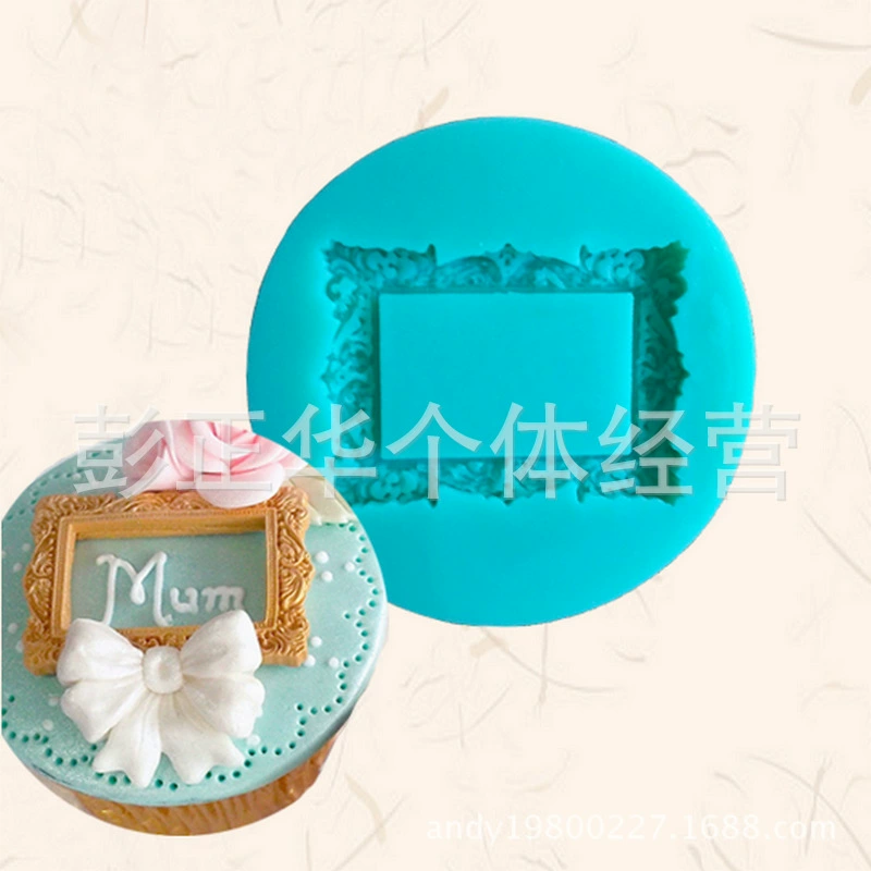 Silicone fondant, rectangular mold, classic photo frame, acrylic clay, ceramics, handmade