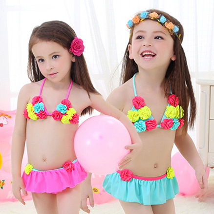 Children's cute split swimwear for students