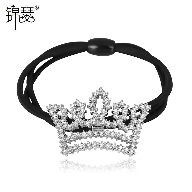 锦瑟 韩国锆石头绳 AAA锆石时尚小皇冠发圈发绳 轻奢发饰 头绳 女