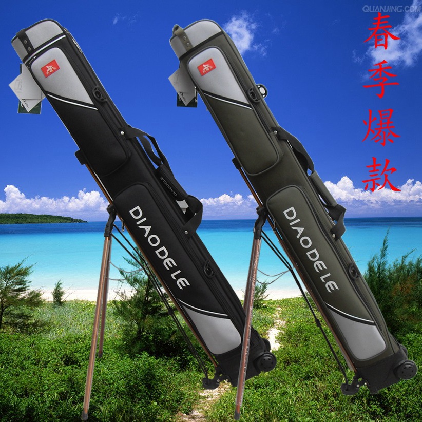 Two-Layer Wheeled Rod Bag, Waterproof Composite Fabric Fishing Rod Bag, Detachable Rod Holder for Sea Fishing