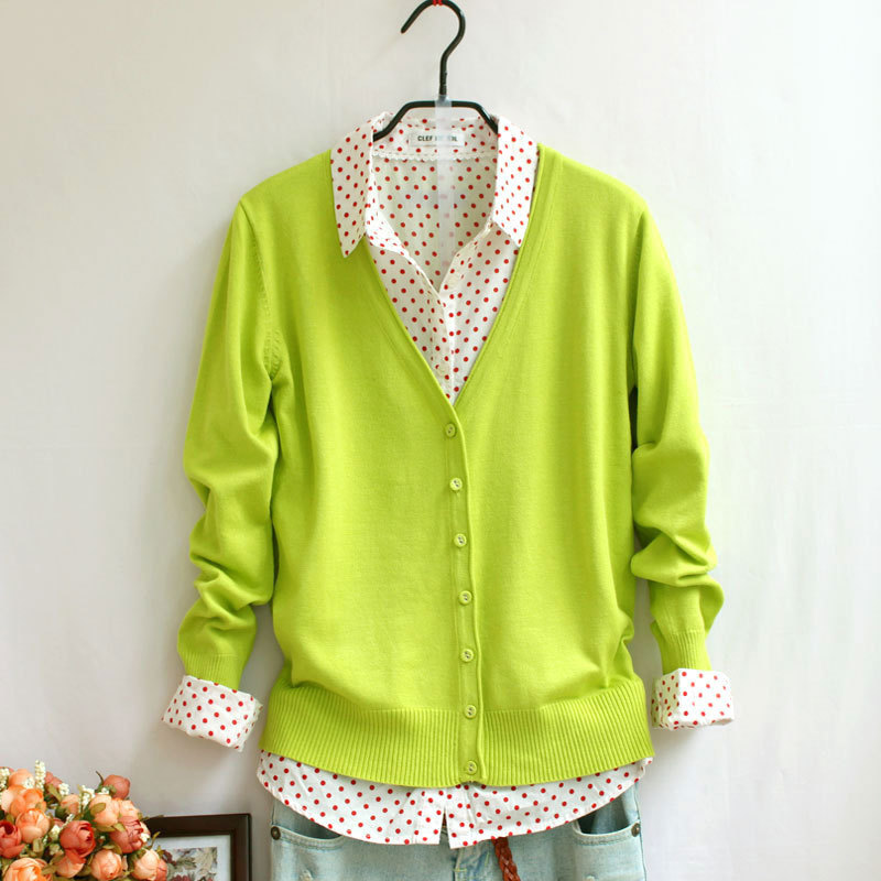 2024 Spring and Autumn New Korean Style Knitted Sweater Curled Women's Long Sleeve Knitted Sweater Cardigan Buttoned Solid Color Jacket