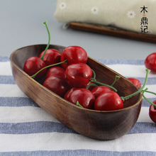 日式创意 柯木木制船型毛巾托盘 餐巾垫 茶巾托 酒店用品木碗餐盘