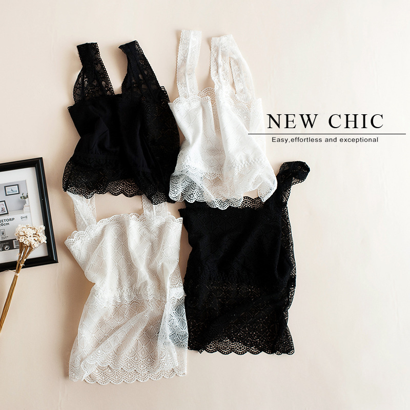 Two Types of Women's Camisole Tops: Lace Tube Top with a One-Line Neckline and a Small Vest for Layering as a Base Layer, Lace Camisole Underwear