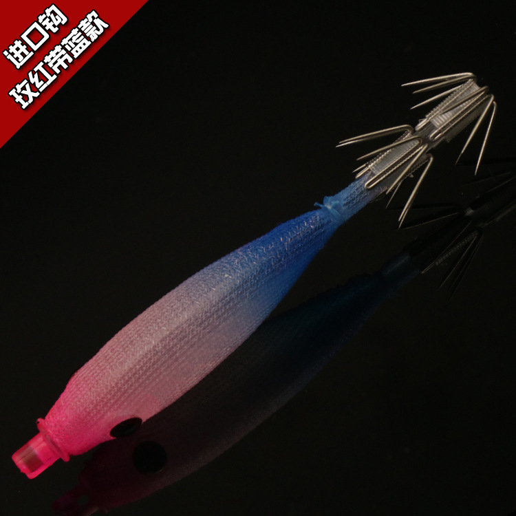 Exportación japonés calamar aguja imitación cebo envoltura de tela caucho suave madera Camarón pequeño colgante cubo calamar gancho pesca cebo orden