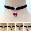 Japanese crystal pendant heart-shaped, retro necklace heart shaped, choker, European style