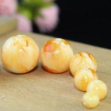 仿花蜜蜡圆珠鸡油黄树脂合成星月菩提金刚佛珠手串配饰散珠批发