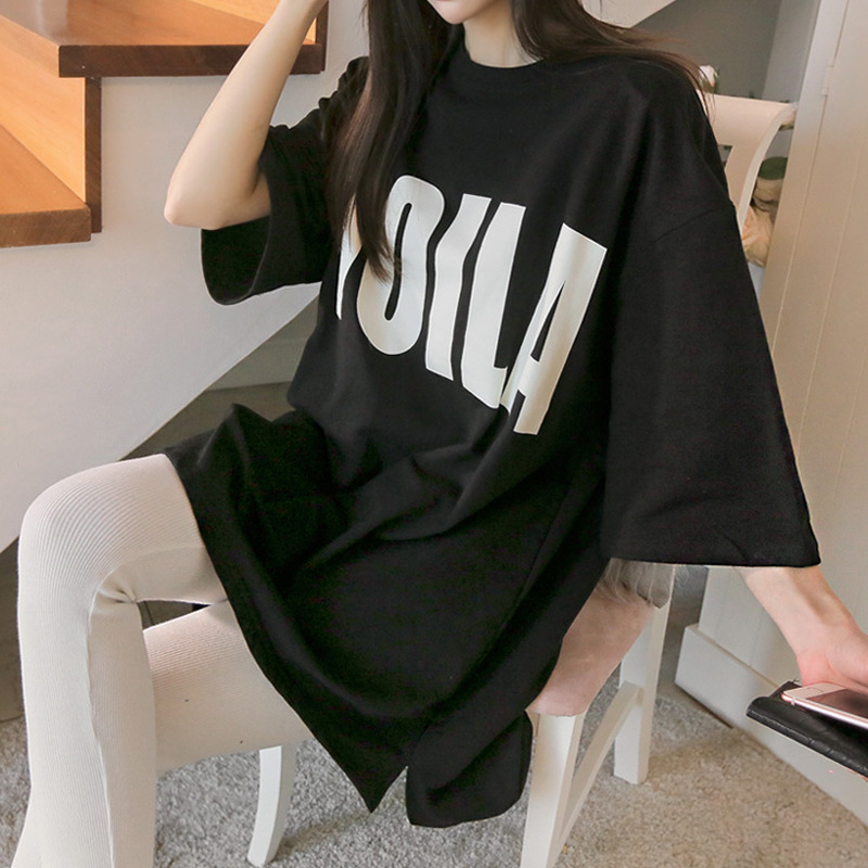 A generation of Korean version of loose long T-shirt large size women's bottoming dress fat MM300 kg A generation of Korean version of loose long T-shirt large size women's bottoming dress fat MM300 kg