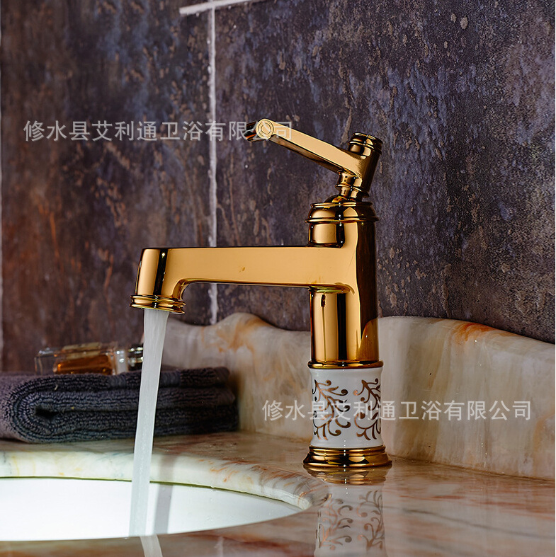 Grifo Antiguo Estilo Europeo para Lavabo de Cobre para Agua Fría y Caliente para Baño