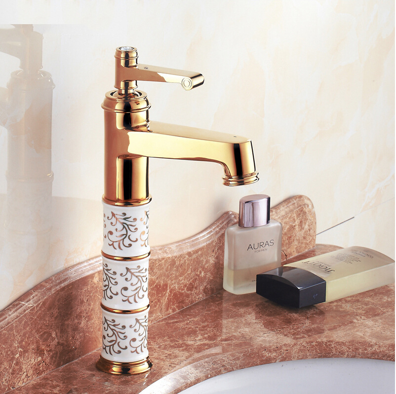 Grifo Antiguo Estilo Europeo para Lavabo de Cobre para Agua Fría y Caliente para Baño