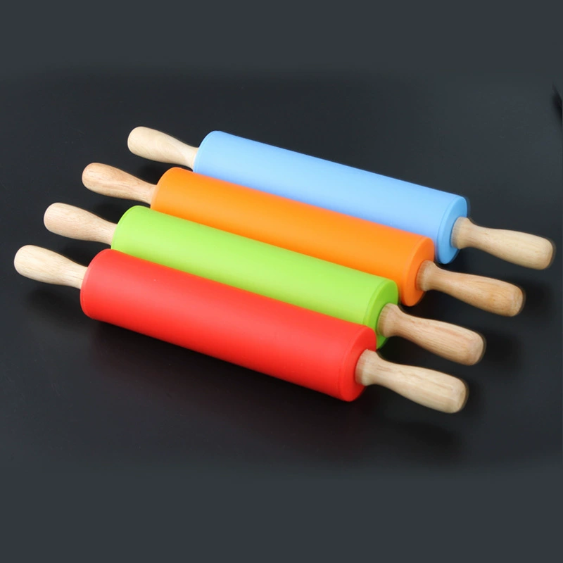 Wholesale 29cm Baking Tools Silicone Rolling Poot solid wood handle rolling axis without sticky rolling noodles flour flour stick