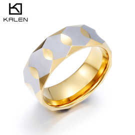 新款饰品批发 时尚钨钢戒指 潮流男女通用钨钢指环 几何棱形戒指