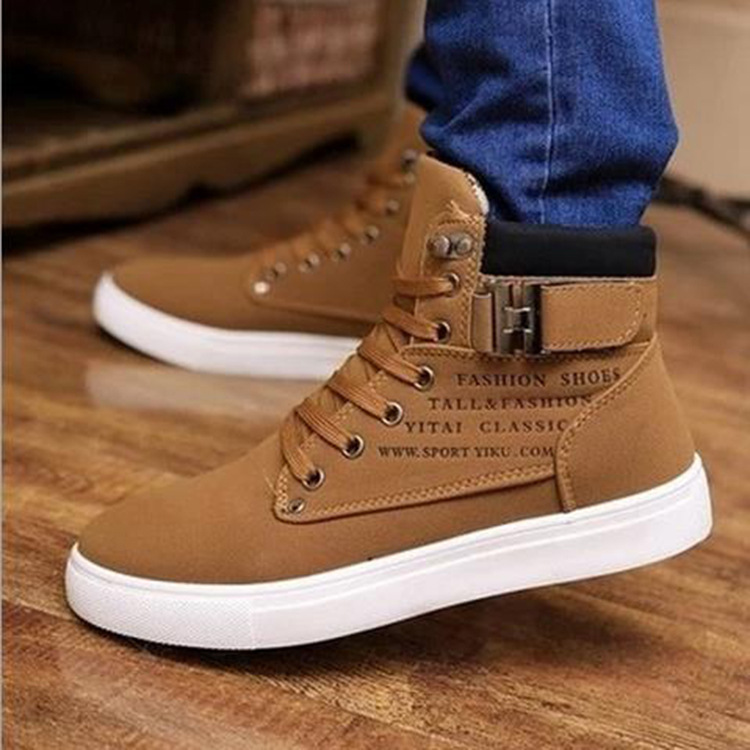 2026 Autumn Style British-Style Frosted Leather Buckle Trendy Men's High-Top Shoes Hot-Selling Men's Shoes Wholesale Men's Sneakers A862 Men's Shoes