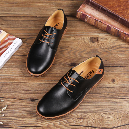 AliExpress foreign trade shoes men's large size sneakers lace-up casual leather shoes Korean style trendy single shoes men's one-piece drop shipping