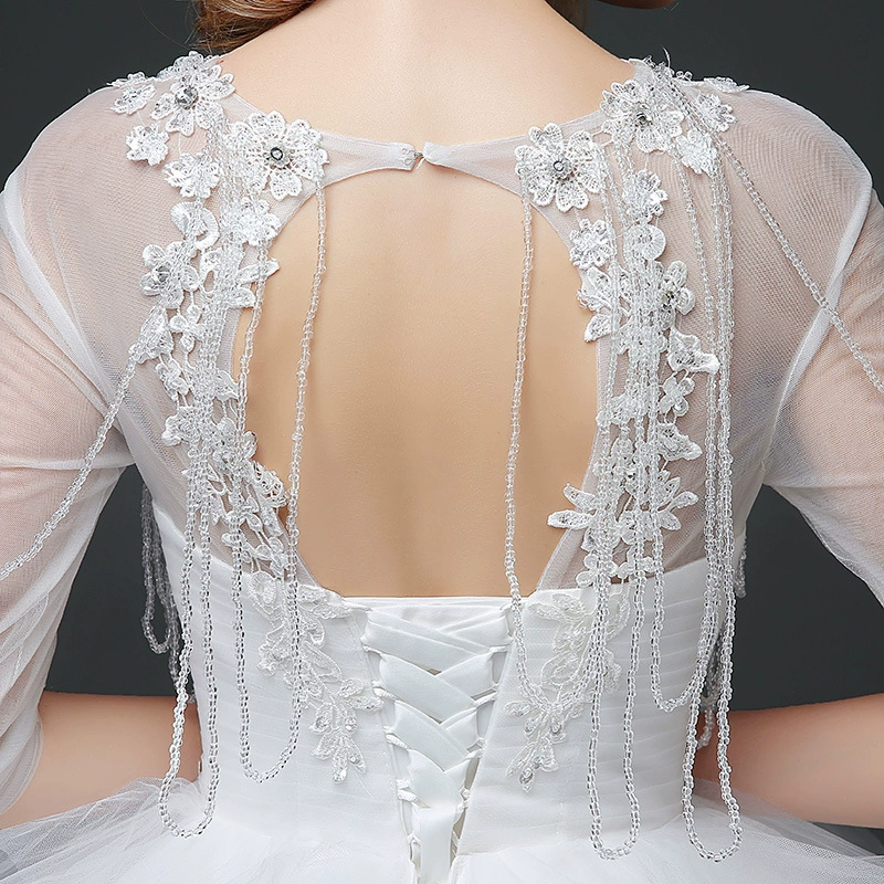 Korean lace wedding dress for bride, for import, fitted, worn on the shoulder, wholesale