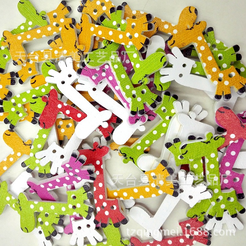 40mm alto botón de bricolaje dibujos animados jirafa hermosa decoración niños hechos a mano 50 piezas por paquete lindo