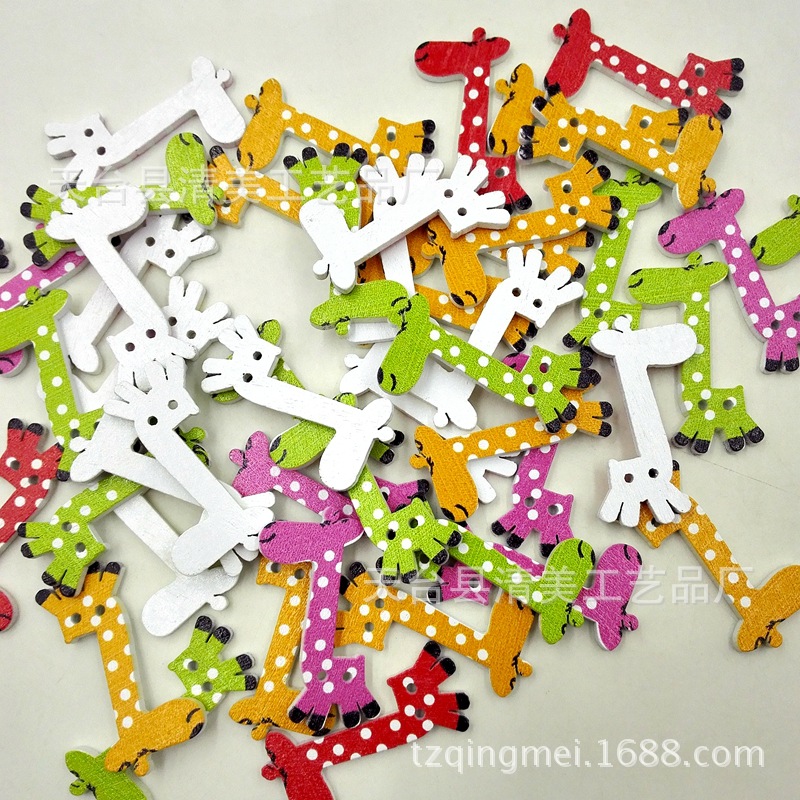 40mm alto botón de bricolaje dibujos animados jirafa hermosa decoración niños hechos a mano 50 piezas por paquete lindo