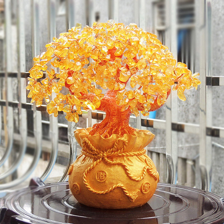 Citrine Fortune Tree Money Tree Decoration Lucky Home Decoration Office Table TV Cabinet Wine Cabinet Opening Gift