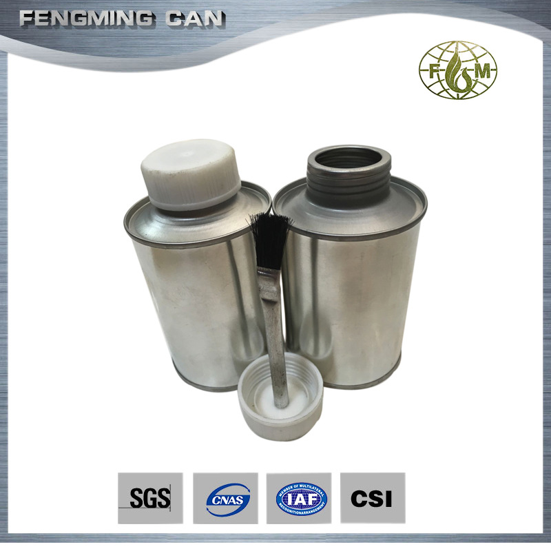 批发供应精品塑料盖毛刷螺纹马口铁固化剂罐，PVC胶水铁罐