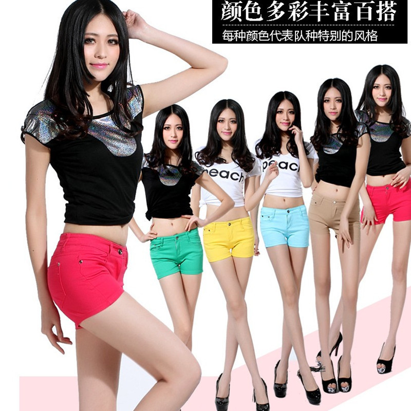 Candy Color Denim Shorts Women's Summer Stretch Jeans Korean Style Slimming Hot Pants Wholesale Delivery