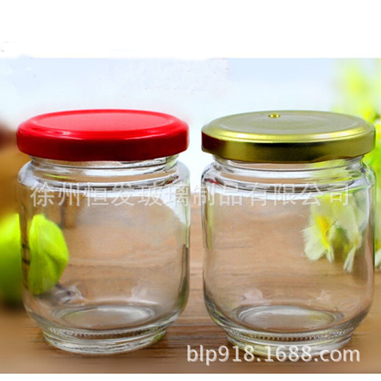 热销圆形玻璃瓶195ml蜂蜜瓶食品辣椒酱空瓶果酱瓶酱菜瓶批发